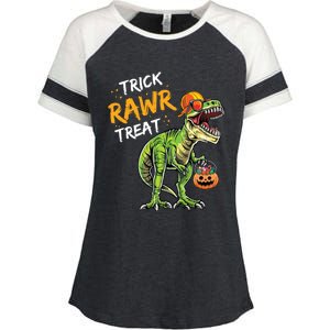 Trick Rawr Treat Halloween T Rex Dinosaur Rawrsome Gift Cute Gift Enza Ladies Jersey Colorblock Tee