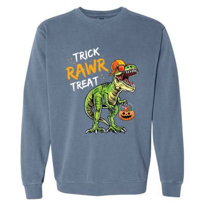 Trick Rawr Treat Halloween T Rex Dinosaur Rawrsome Gift Cute Gift Garment-Dyed Sweatshirt