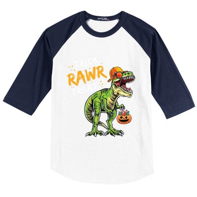 Trick Rawr Treat Halloween T Rex Dinosaur Rawrsome Gift Cute Gift Baseball Sleeve Shirt