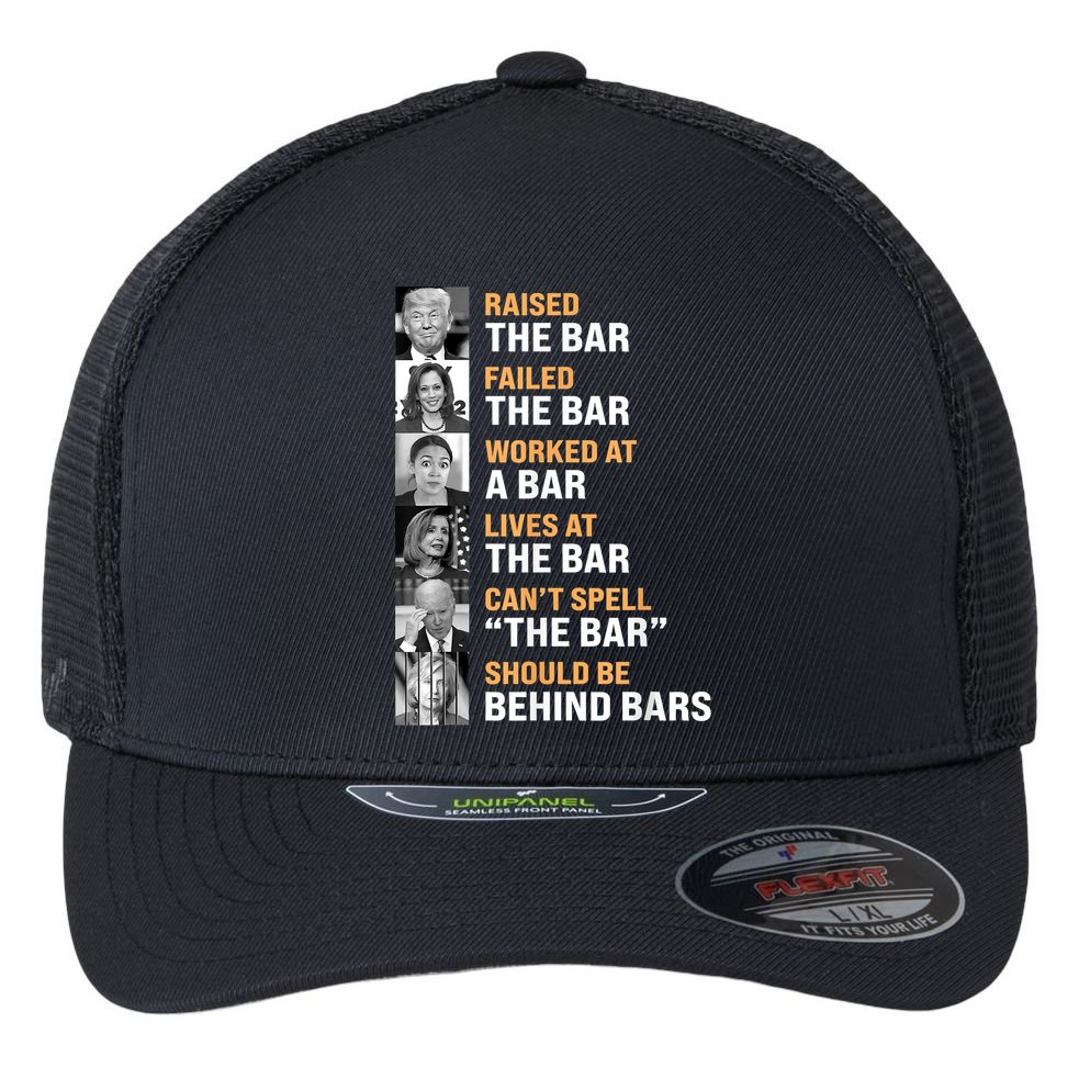 Trump Raised The Bar Harris Failed The Bar Flexfit Unipanel Trucker Cap