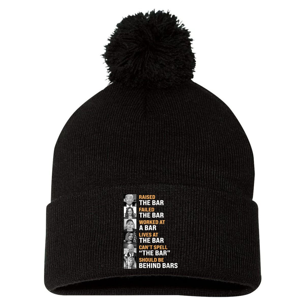 Trump Raised The Bar Harris Failed The Bar Pom Pom 12in Knit Beanie