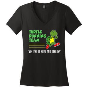 Turtle Running Team Slow And Steady Funny Runner Women's V-Neck T-Shirt