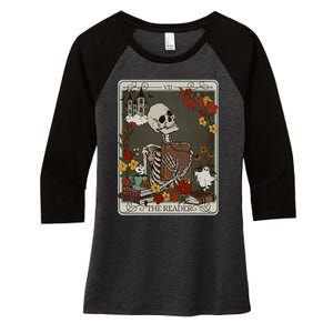 The Reader Tarot Card Bookish Women's Tri-Blend 3/4-Sleeve Raglan Shirt