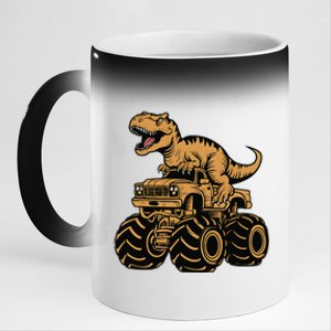 Tyrannosaurus Rex Trex Monster Truck Dinosaur Design 11oz Black Color Changing Mug