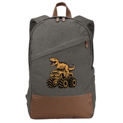 Tyrannosaurus Rex Trex Monster Truck Dinosaur Design Cotton Canvas Backpack