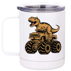 Tyrannosaurus Rex Trex Monster Truck Dinosaur Design 12 oz Stainless Steel Tumbler Cup