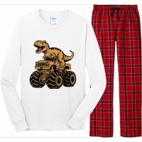 Tyrannosaurus Rex Trex Monster Truck Dinosaur Design Long Sleeve Pajama Set