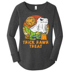 Trick Rawr Treat Ghost Dino Trex Halloween Women's Perfect Tri Tunic Long Sleeve Shirt