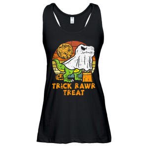 Trick Rawr Treat Ghost Dino Trex Halloween Ladies Essential Flowy Tank