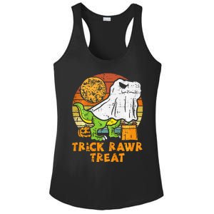 Trick Rawr Treat Ghost Dino Trex Halloween Ladies PosiCharge Competitor Racerback Tank