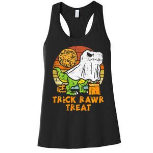 Trick Rawr Treat Ghost Dino Trex Halloween Women's Racerback Tank