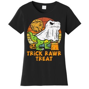 Trick Rawr Treat Ghost Dino Trex Halloween Women's T-Shirt