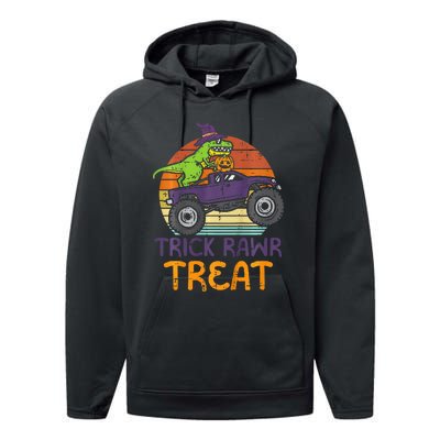 Trick Rawr Treat Dinosaur Monster Truck Halloween Performance Fleece Hoodie