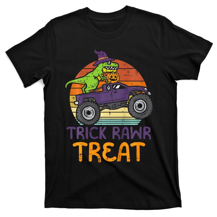 Trick Rawr Treat Dinosaur Monster Truck Halloween T-Shirt