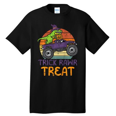 Trick Rawr Treat Dinosaur Monster Truck Halloween Tall T-Shirt