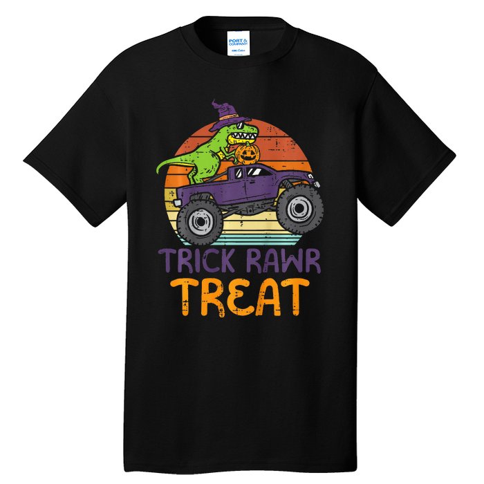 Trick Rawr Treat Dinosaur Monster Truck Halloween Tall T-Shirt