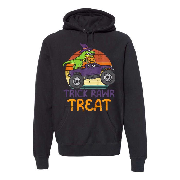 Trick Rawr Treat Dinosaur Monster Truck Halloween Premium Hoodie