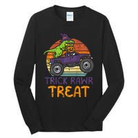 Trick Rawr Treat Dinosaur Monster Truck Halloween Tall Long Sleeve T-Shirt