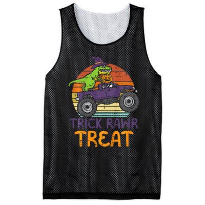 Trick Rawr Treat Dinosaur Monster Truck Halloween Mesh Reversible Basketball Jersey Tank