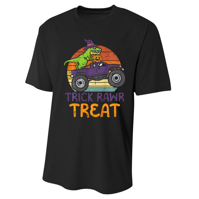 Trick Rawr Treat Dinosaur Monster Truck Halloween Performance Sprint T-Shirt