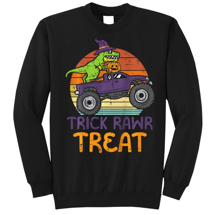 Trick Rawr Treat Dinosaur Monster Truck Halloween Tall Sweatshirt