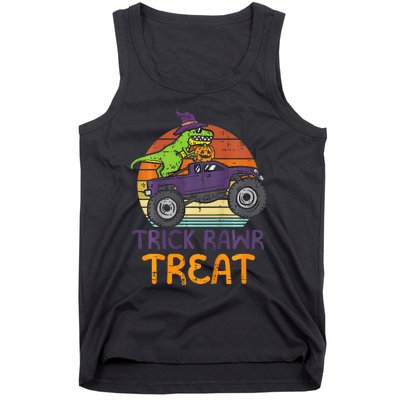 Trick Rawr Treat Dinosaur Monster Truck Halloween Tank Top