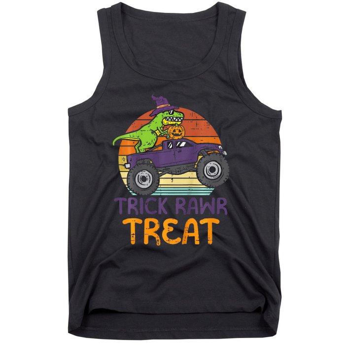 Trick Rawr Treat Dinosaur Monster Truck Halloween Tank Top