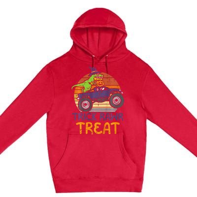 Trick Rawr Treat Dinosaur Monster Truck Halloween Premium Pullover Hoodie