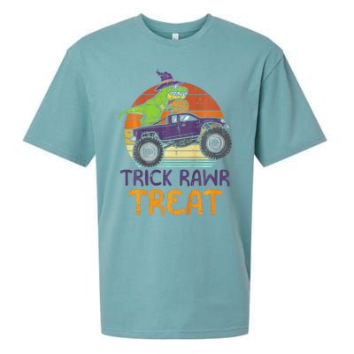 Trick Rawr Treat Dinosaur Monster Truck Halloween Sueded Cloud Jersey T-Shirt