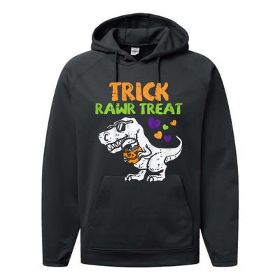 Trick Rawr Treat Dinosaur Trex Halloween Performance Fleece Hoodie