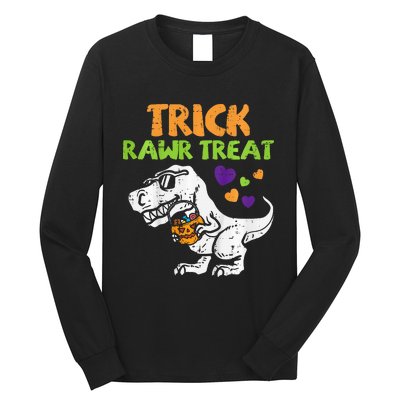 Trick Rawr Treat Dinosaur Trex Halloween Long Sleeve Shirt