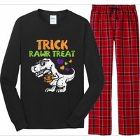 Trick Rawr Treat Dinosaur Trex Halloween Long Sleeve Pajama Set