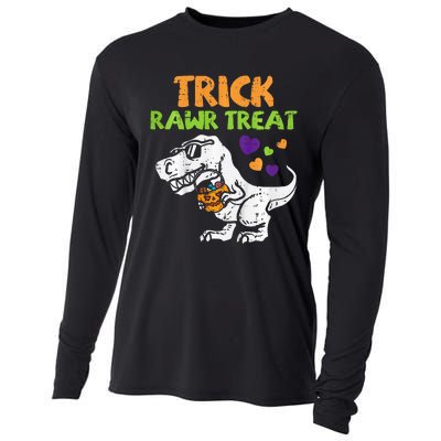 Trick Rawr Treat Dinosaur Trex Halloween Cooling Performance Long Sleeve Crew