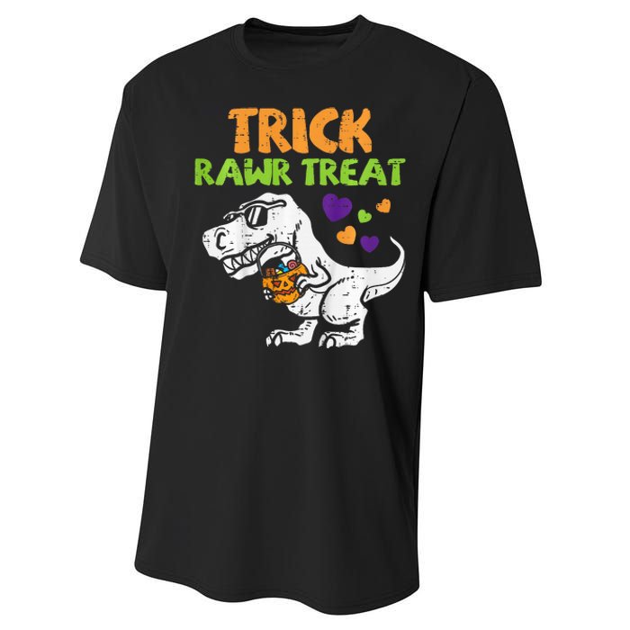 Trick Rawr Treat Dinosaur Trex Halloween Performance Sprint T-Shirt