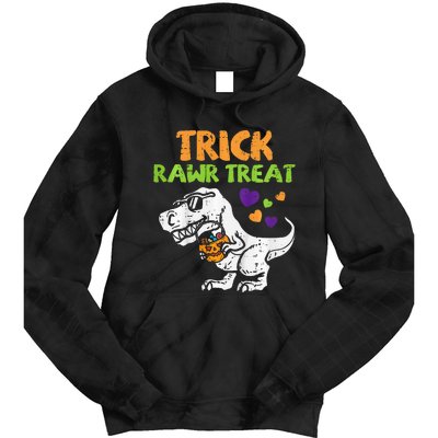 Trick Rawr Treat Dinosaur Trex Halloween Tie Dye Hoodie