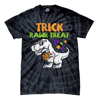 Trick Rawr Treat Dinosaur Trex Halloween Tie-Dye T-Shirt