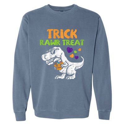 Trick Rawr Treat Dinosaur Trex Halloween Garment-Dyed Sweatshirt