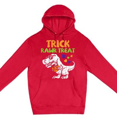 Trick Rawr Treat Dinosaur Trex Halloween Premium Pullover Hoodie