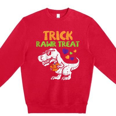 Trick Rawr Treat Dinosaur Trex Halloween Premium Crewneck Sweatshirt