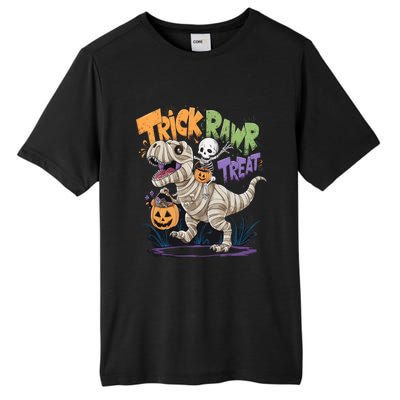 Trick Rawr Treat Halloween Skeleton Mummy Dinosaur T Rex Great Gift Tall Fusion ChromaSoft Performance T-Shirt