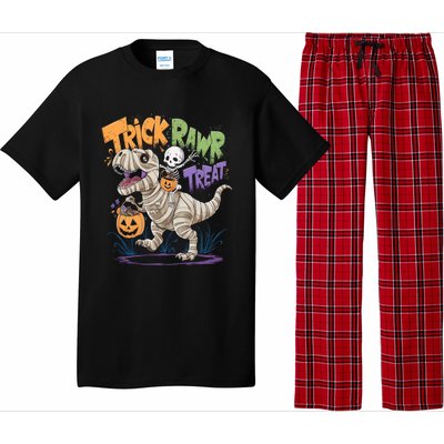 Trick Rawr Treat Halloween Skeleton Mummy Dinosaur T Rex Great Gift Pajama Set