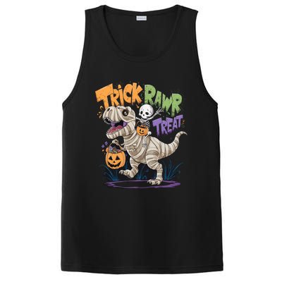 Trick Rawr Treat Halloween Skeleton Mummy Dinosaur T Rex Great Gift PosiCharge Competitor Tank