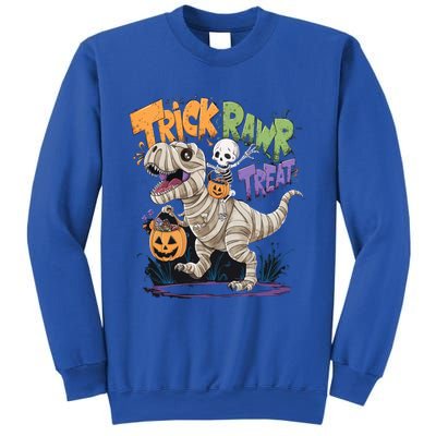 Trick Rawr Treat Halloween Skeleton Mummy Dinosaur T Rex Great Gift Sweatshirt