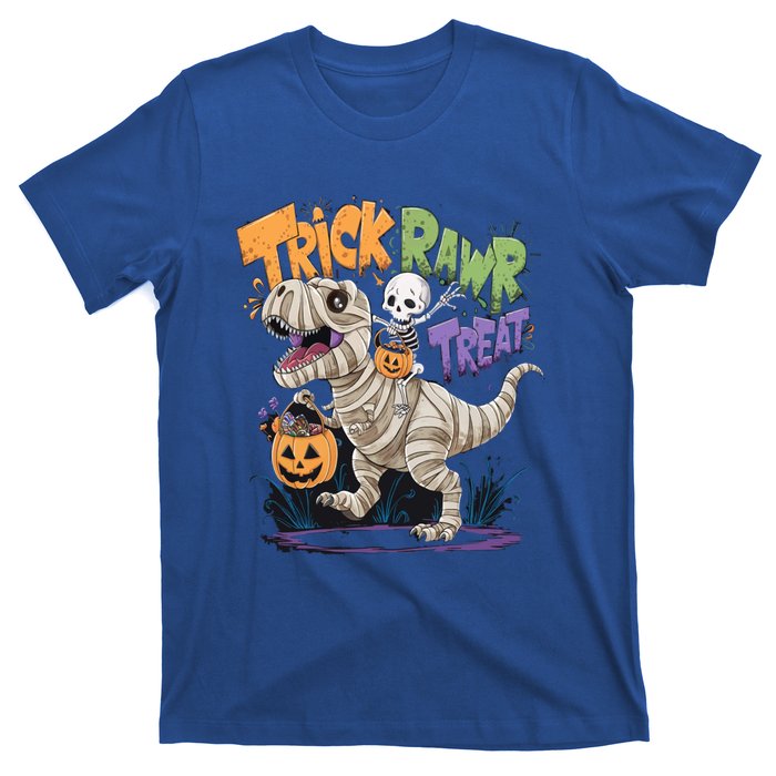 Trick Rawr Treat Halloween Skeleton Mummy Dinosaur T Rex Great Gift T-Shirt