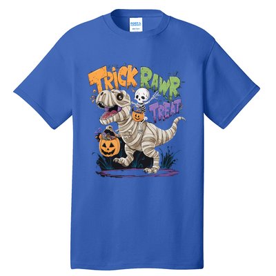 Trick Rawr Treat Halloween Skeleton Mummy Dinosaur T Rex Great Gift Tall T-Shirt