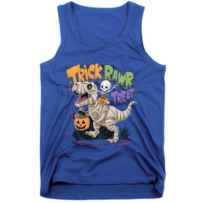 Trick Rawr Treat Halloween Skeleton Mummy Dinosaur T Rex Great Gift Tank Top