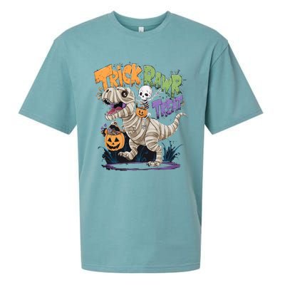 Trick Rawr Treat Halloween Skeleton Mummy Dinosaur T Rex Great Gift Sueded Cloud Jersey T-Shirt