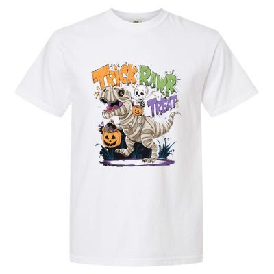 Trick Rawr Treat Halloween Skeleton Mummy Dinosaur T Rex Great Gift Garment-Dyed Heavyweight T-Shirt