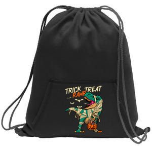 Trick Rawr Treat T Rex Dinosaur Mummy Boy Funny Halloween Sweatshirt Cinch Pack Bag