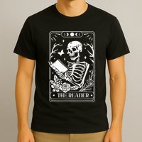 The Reader Tarot Funny Skeleton Reading T-Shirt